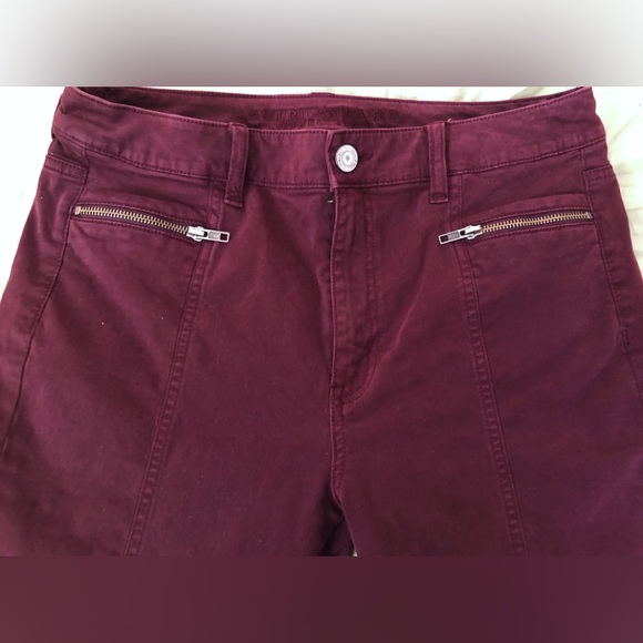 American Eagle Outfitters Jeans Pants Womens’ Sz 12 L Burgundy Stretchy NM - Picture 3 of 9